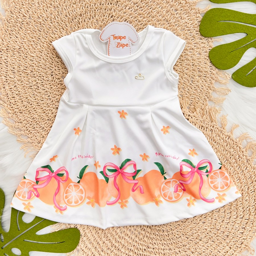 Vestido Tangerinas com Lacinhos - Branco Perolado